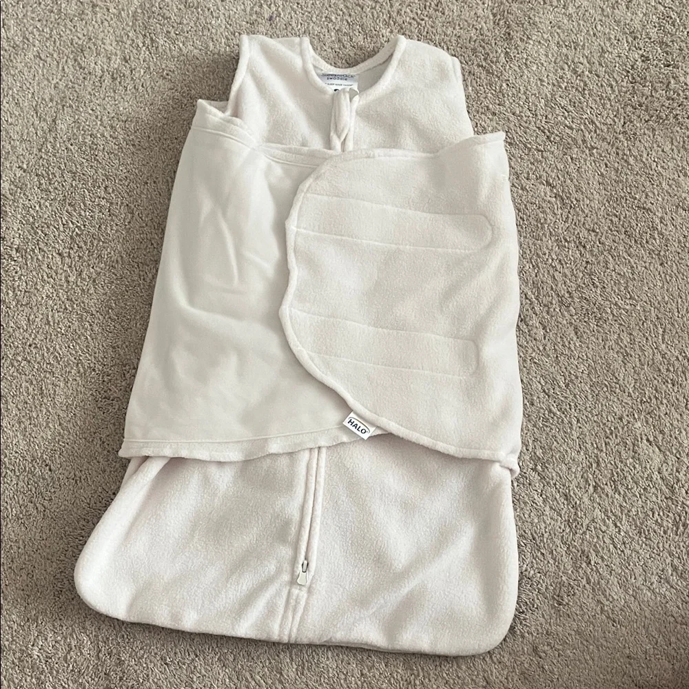 HALO Cream Fleece Sleep Sack Swaddle with Secure Zip